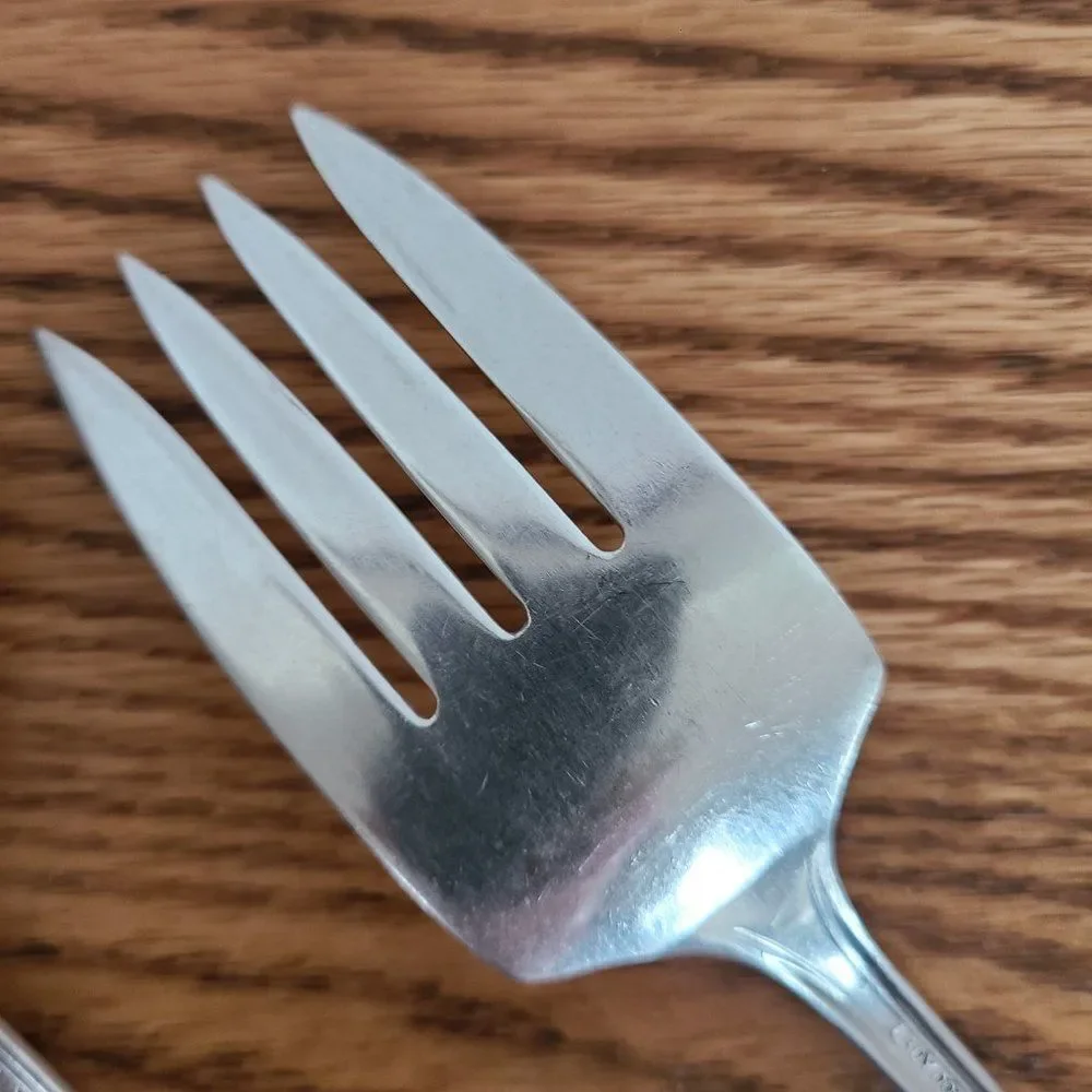 Vintage Wm. Rogers Princess Lady Doris Silver Plate Meat Fork and Serving Spoon